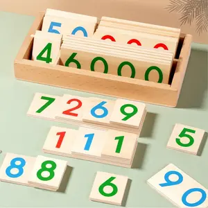Montessori 1-9000 Number Cards, Wooden Learning Cards for Kids, Math Learning Tools, Preschool Elementary Math Education, Learning Materials, Ideal Gift for Boys and Girls