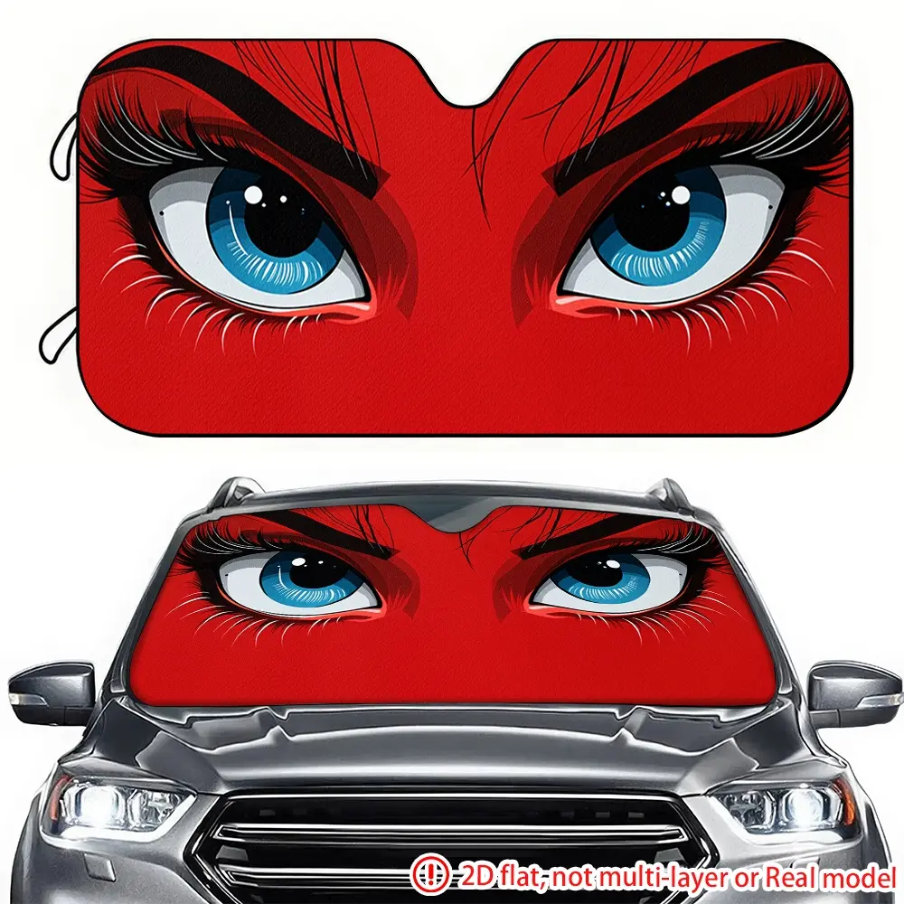 1pc red background blue eye close-up car sun visor 2D high-definition printing, blocks sunlight, Sun Shade For Car, Sun Cover For Car Windshield, Sun Shades For Car Windows, suitable for trucks SUV, RV front windshield decoration, Car Sunshade