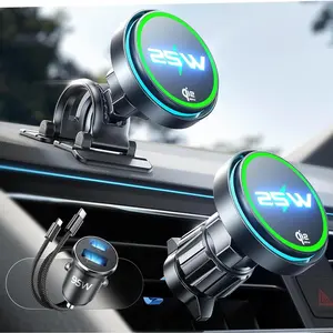 for Qi2.2 25W MagSafe Car Mount Charger,[Top Spec with Cooling Fan&95W Fast Adapter] Wireless Car Charger 25W Galaxy S26 Ultra Car Charger Fast Charging for iPhone 17 Pro Max Air 16-12 Series