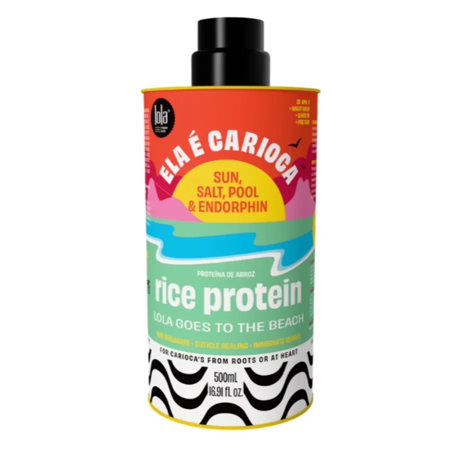 Lola From Rio Ela e Carioca Rice Protein Treatment - Detangling Leave-In Deep Conditioner with UV Protection, Hydrating, Anti-Frizz, Vegan, Cruelty-Free, Lightweight, Nourishing, for Curly Hair (Plastic Bottle, 16.91 fl oz/500ml), Youth