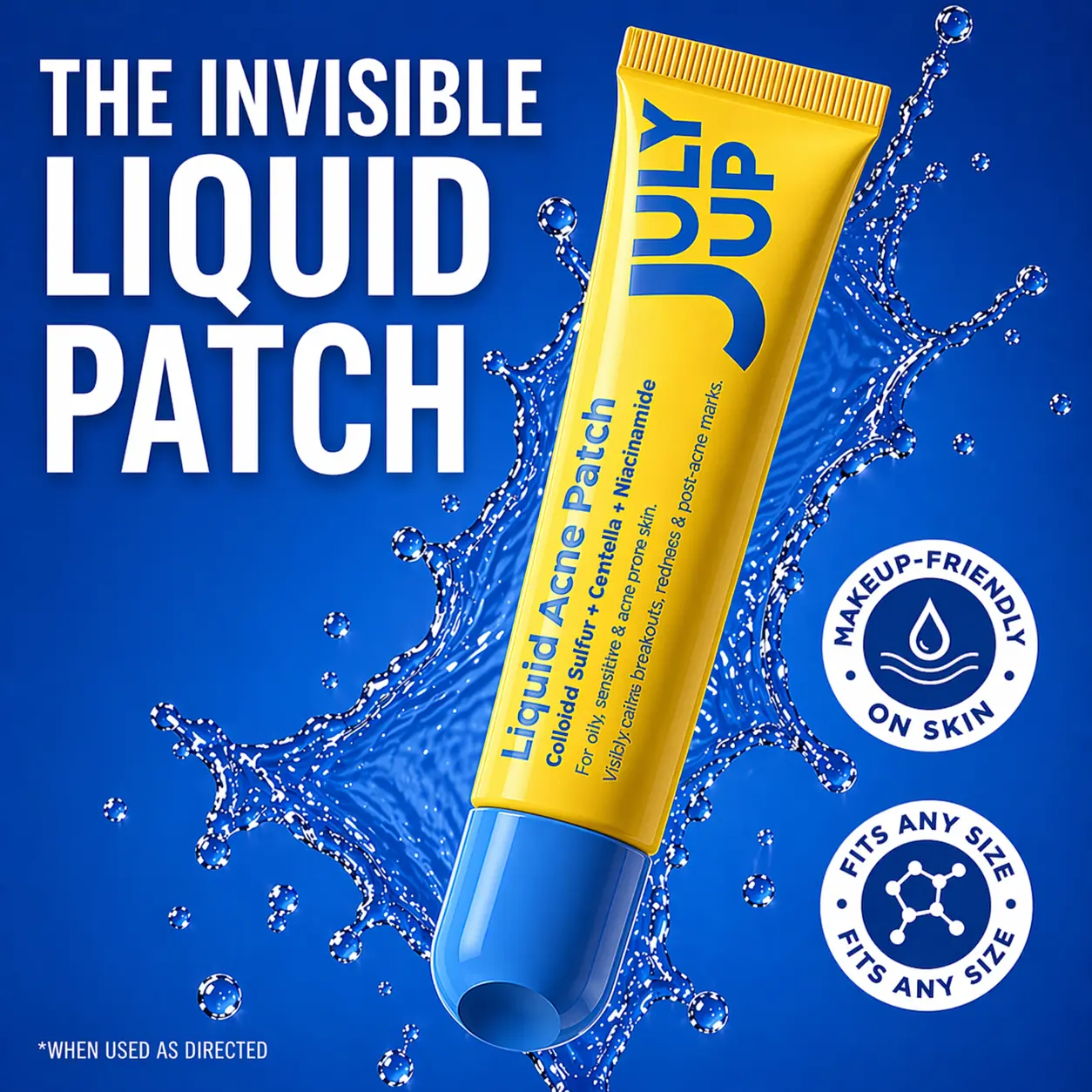 Invisible Liquid Pimple Patch | Fast-Acting Acne Spot Treatment | Calming Sulfur & Niacinamide Gel