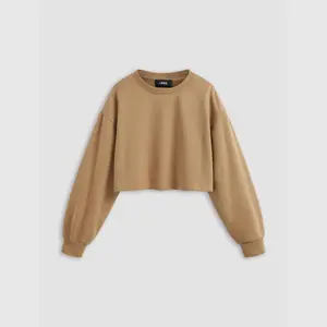 Cider [2 colors, size 2-26] Cotton-blend Round Neckline Solid Oversized Crop Sweatshirt