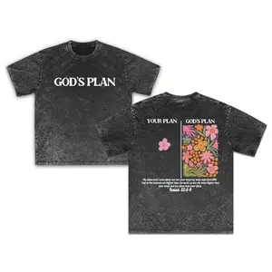 God's Plan With Floral Christian T-Shirts Vintage 90s Graphic Tee Gift Top Made In USA For Women For Men [SaffronSequin 180G/230G 100% cotton short-sleeve/hoodie, soft and comfortable]