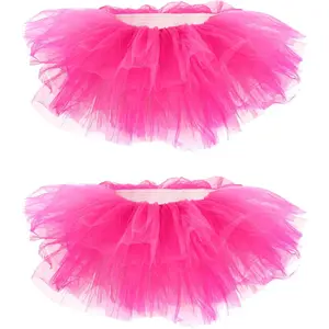 MUSE NOTE 2 Pack Tutu for Women Adults 5 Layered Elastic Tulle Tutu Skirt for Ballet Halloween 80s Costume