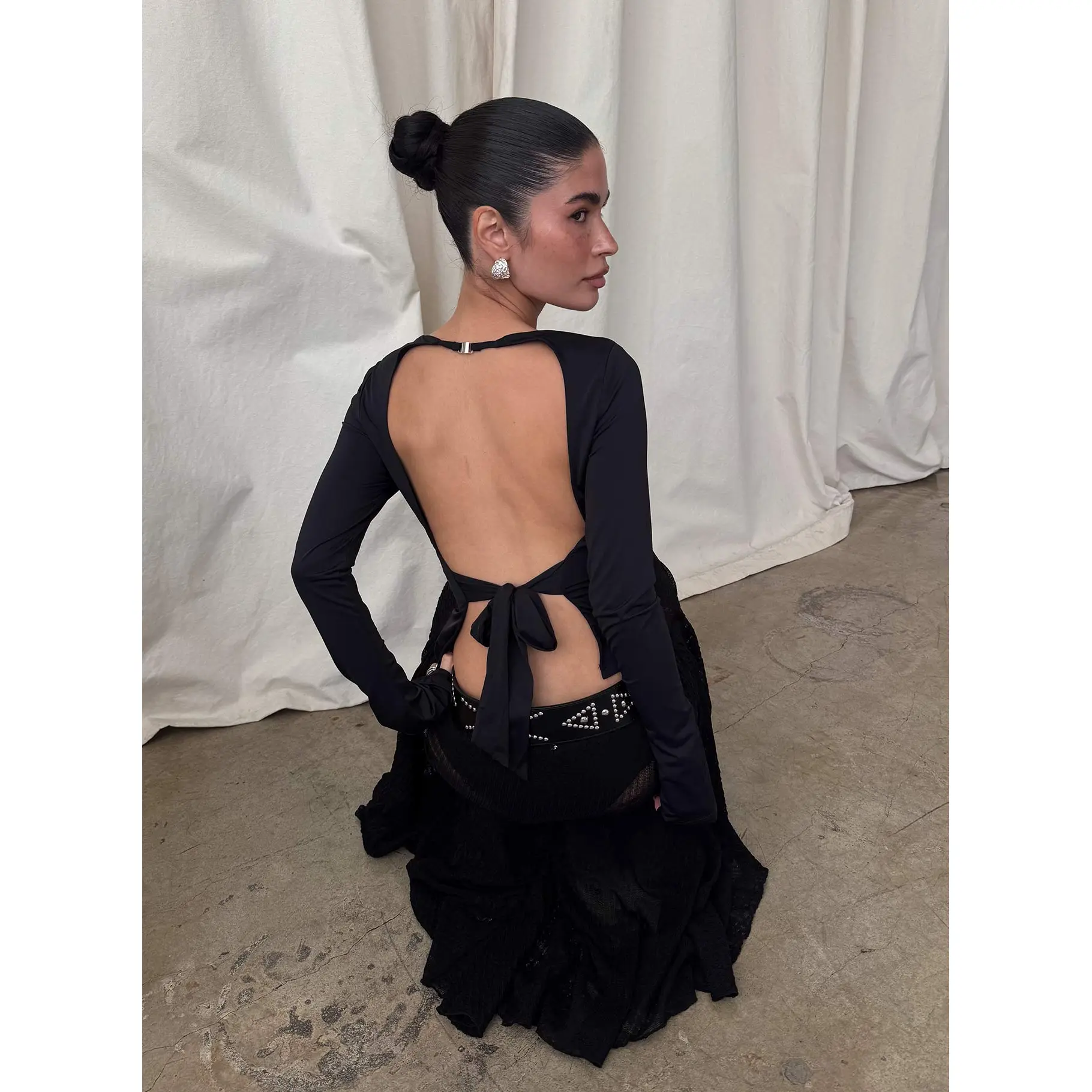 palmerston backless mini dress black Sunswept Open Back Mini Dress Black