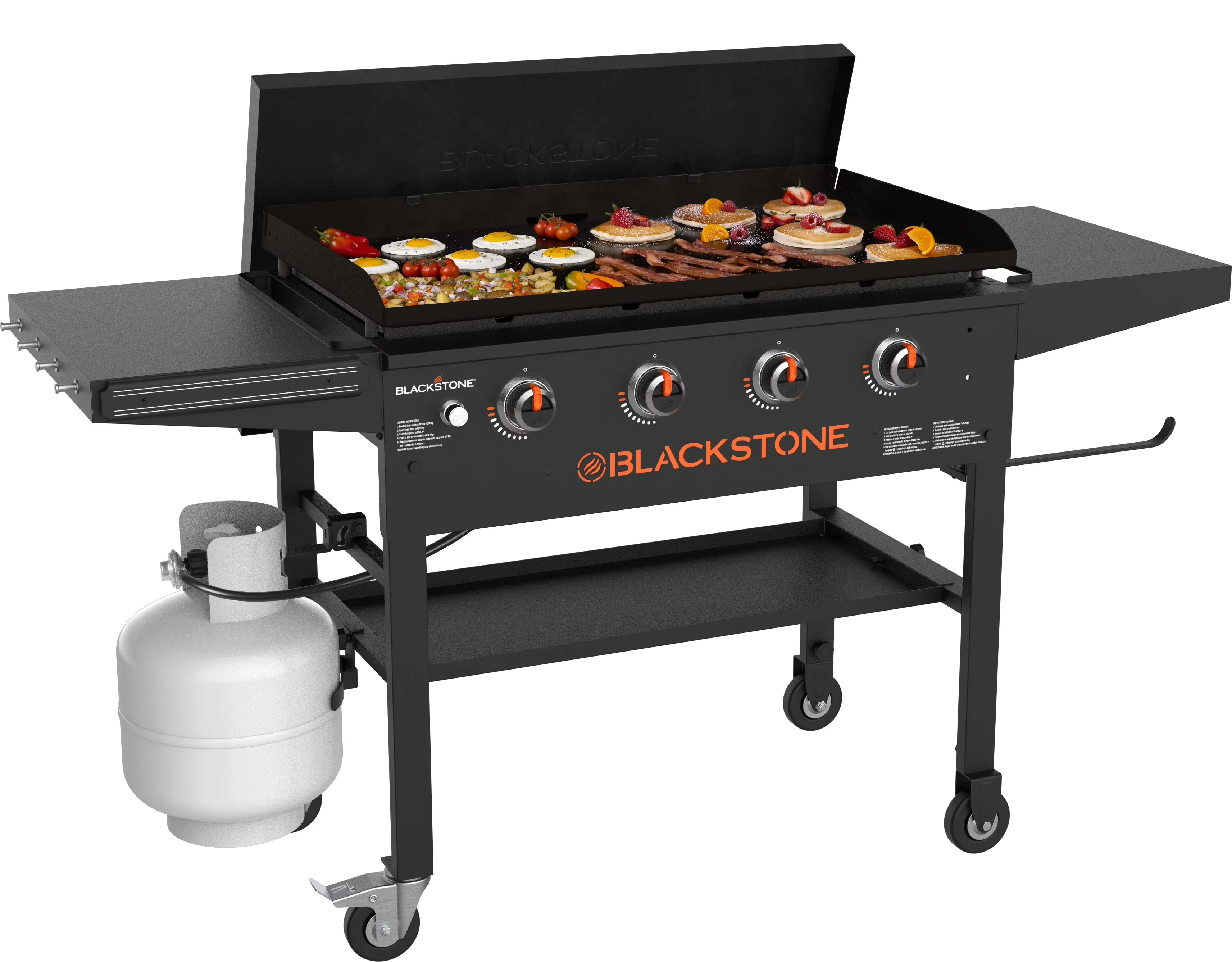 l Outdoor Griddle, 36 Inch 4-Burner Flat Top Grill with Hard Cover, Black