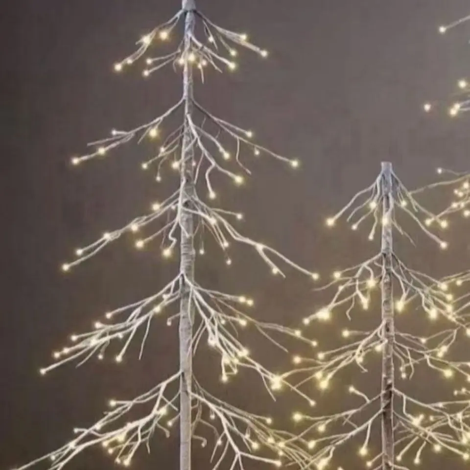 Classic Metal Birch Christmas Tree (4.5-5.8 Ft) with LED Festival Lights, Winter Wonderland Home Decor for Room, Kid Room & Art Deco Festive Displays, Led Decoration