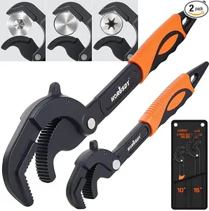 HORUSDY Heavy Duty Pipe Wrench Set, 10” and 15” Self-Adjusting Pipe Wrenches for Plumbing and HVAC, 2-Piece Pipe Vise Tool Kit for Standard and Irregular Nuts, Pipes, Fixtures #fathersdaygift