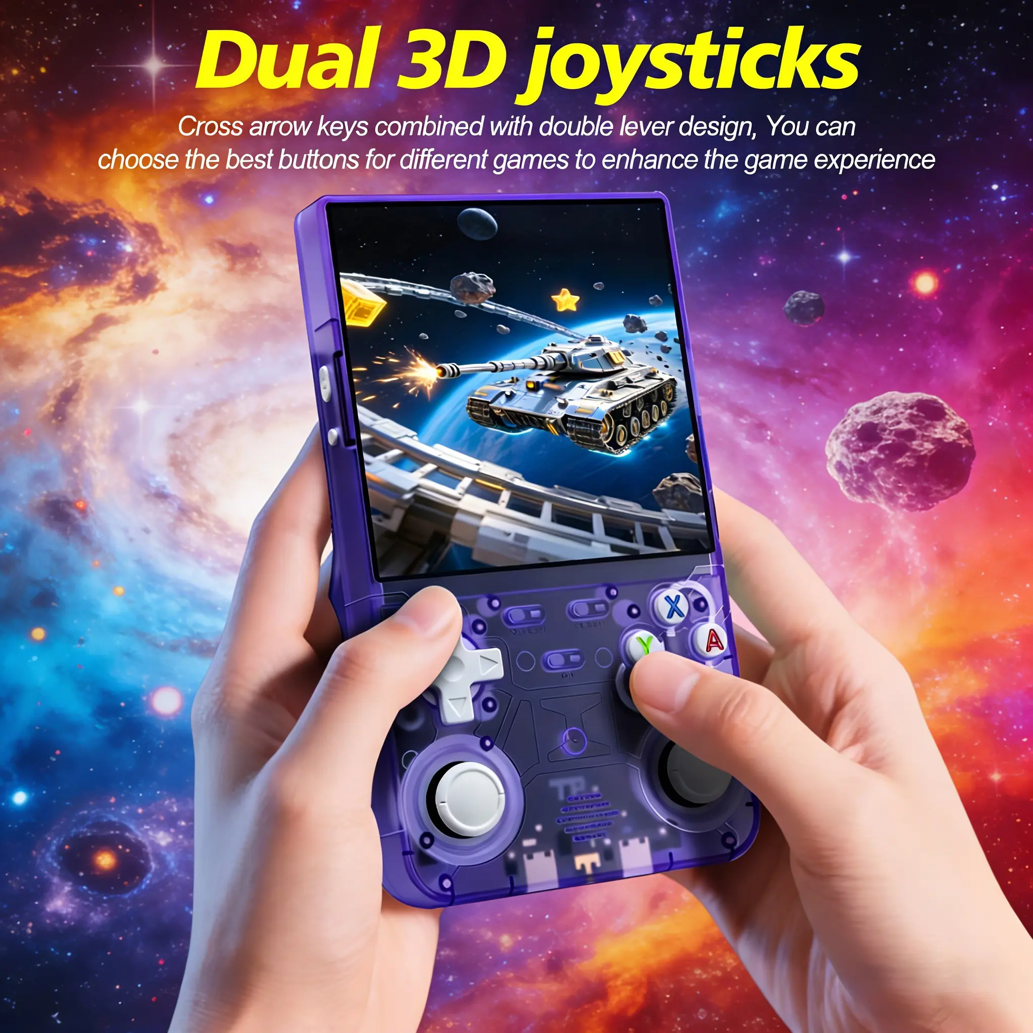R36 Ultra Retro Portable Handheld Cordless Compact Rechargeable Game Console, 4-Inch IPS HD Screen, Dual 3D Joysticks, Rk3326 Gaming Chip, Long-Lasting 3500mah Battery