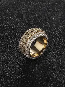 Rotating Cuban Chain Ring with Diamonds, Real Gold Plated Copper, 3a Cubic Zirconia, Hip Hop Style, Men's Gift, Fashion Jewelry, Elegant Glittering Ring, Beautiful Rings