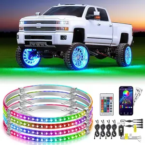 Nilight 4PCS 15.5inch LED Wheel Ring  RGB with APP and Remote Control Neon Wheel Rim  Million Colors w/Turn Signal and Braking Function for Car Van SUV Waterproof Aluminum Support  dealsforyoudays