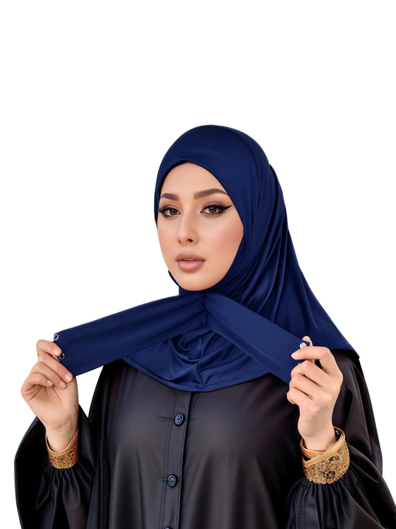 Instant Hijab for Women, Elegant Woven Fabric, Button Fastened Design, All Season Wearable, Slip Resistant Casual Style, Modest Hijab, Muslim Headscarf Cover, Modesty, Tudung