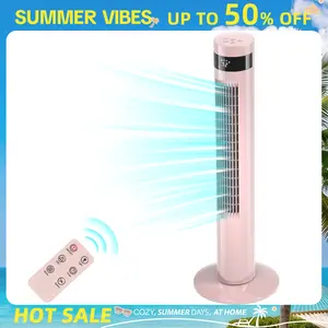【NOT AC】Antarctic Star Tower Fan - 36inch Pink, Portable Electric Oscillating Fan with Remote Control, 3 Speeds, 12-Hour Timer, 85° Oscillation, Quiet Operation, Bladeless, for Bedroom & Office