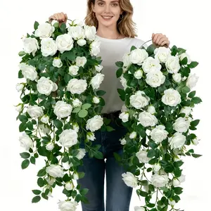 High-End Decorative Artificial Hanging Rose Flower Decor, Realistic Hanging Drapery, Home Wall Decoration, Patio, Room, Garden, Wedding, Spring