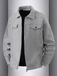Men's casual jacket, Coats, zipper closure - lapel design, light business style woolen jacket, durable fabric, suitable for daily leisure, work travel, outdoor leisure and formal wear - spring/autumn/winter