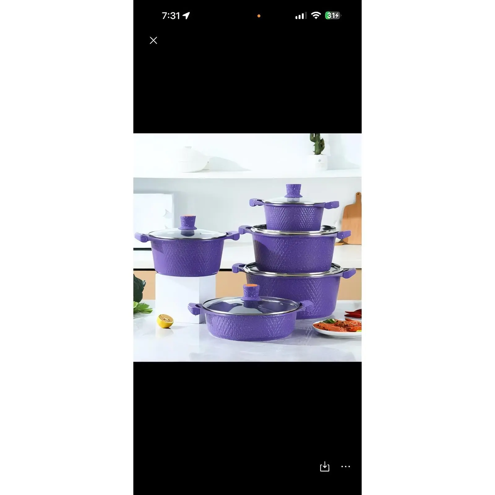 Purple Non-Stick Cookware Set with Lids - 5-Piece Kitchenware for Cooking and Baking - Durable and Easy to Clean