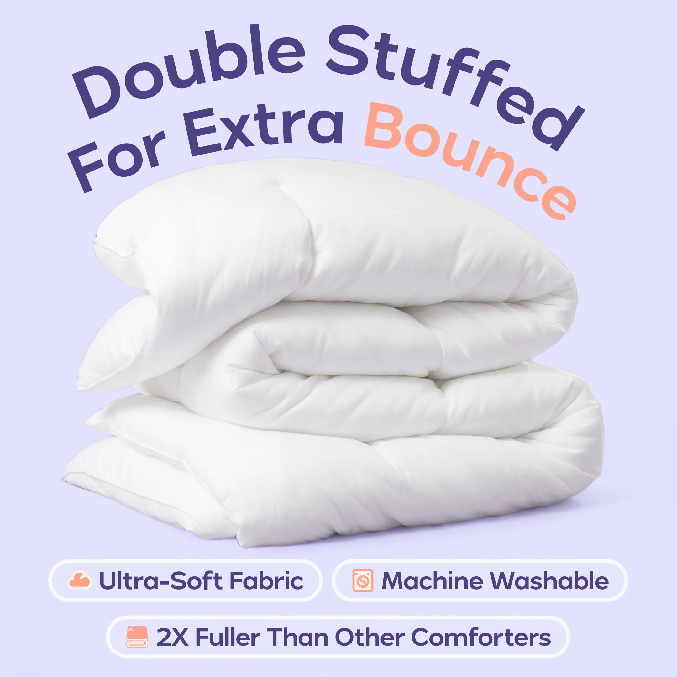 Mellow Sleep | MarshMellow Comforter - Double-Stuffed Ultra-Soft A-Class Fabric Heat-Adaptive Vegan Fill OEKO-TEX Certified Machine Washable