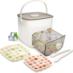 48-grid Ice Cube Maker, Large Capacity Double Layer Design Ice Cube Box, Ice Cubes Maker, Ice Cube Molds, Ice Cube Trays, Food Grade Plastic Storage Tray for Freezer, Kitchen Gadgets, Home Bar Accessories, Ice Cube Production