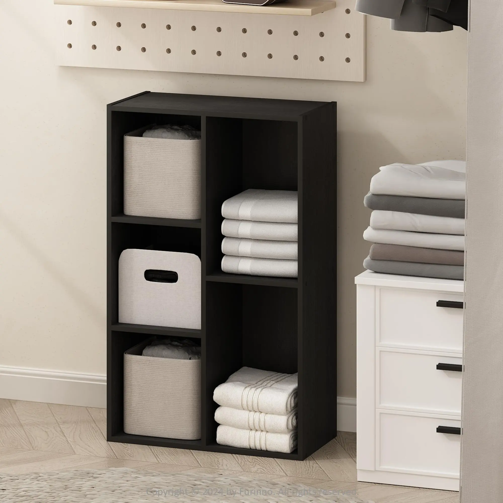 REED Closet Organizers and Storage, 5-Cube Reversible Closet Shelves, Closet Organization Shelf, 8.9 x 19.5 x 31.5, for Bedroom, Closet, Blackwood, Space-Saving Closet Storage for Bedroom, Apartment, Dorm and Small Spaces
