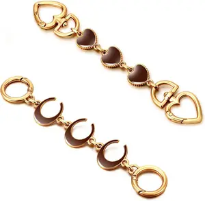 2Pcs Bag Extender Chain Heart Moon Purse Strap Extenders for Handbags Purse Extender Chain Gold Chain Purse Strap Replacement Brown Purse Accessories Bag Charms for Handbags Purse Christmas Gifts