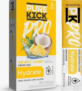 PURE KICK PRO Hydration Electrolyte Drink Mix, Pineapple Coconut, Includes 1 Box with 6 Packets in Each Box