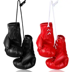 2 Pairs Mini Boxing Gloves for Car Mirror Miniature Punching Gloves Boxing Party Favors Holiday Christmas Ornament Hanging Decoration for Home Car Accessories Bag Keychain