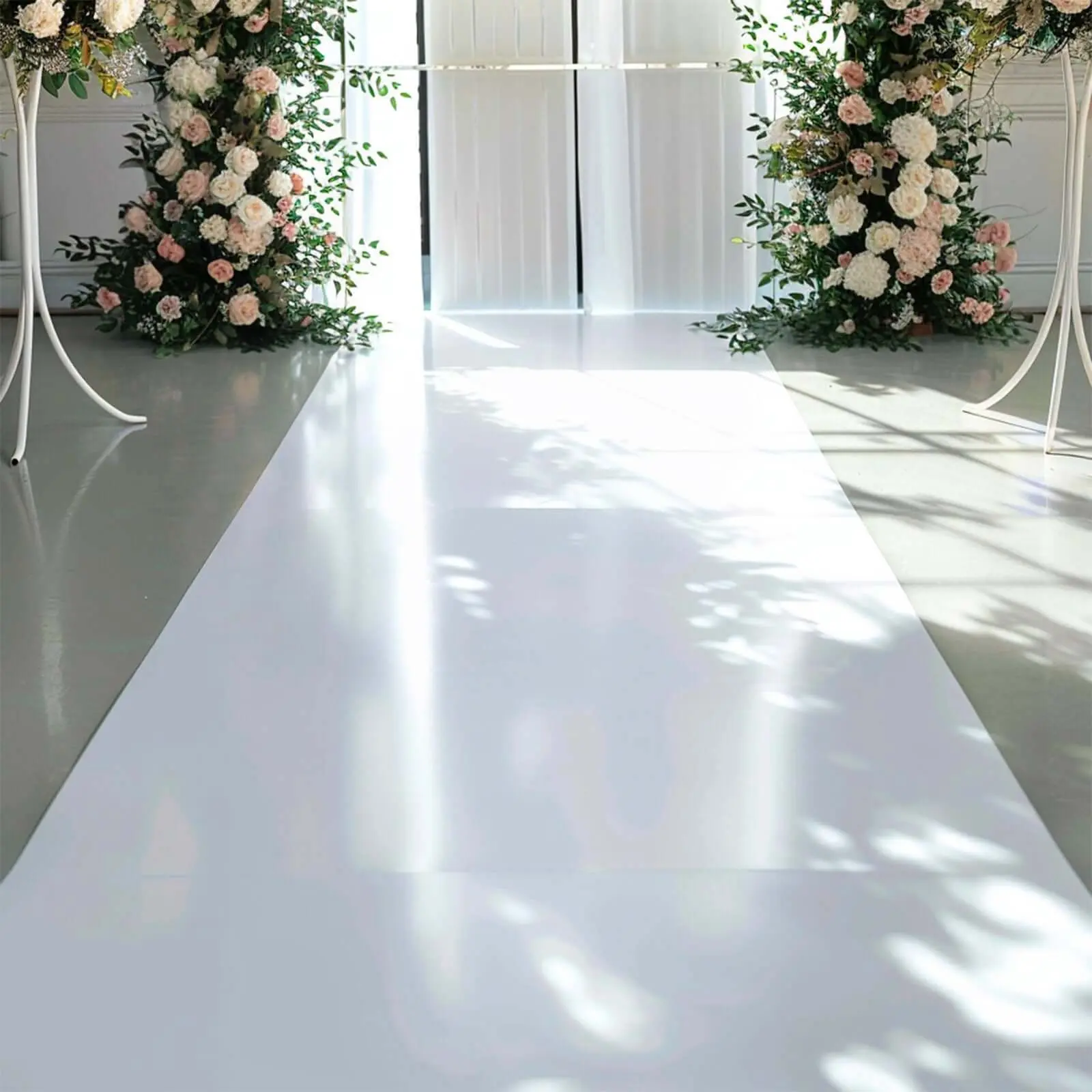 40"x100ft White PVC Fabric Area Rug Runner, Ideal for Wedding Events, Banquet, Indoor Venue