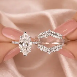 Maxine 2.5ct Insert Marquise Cut 2PC Engagement Ring Set,5A Cubic Zirconia Bridal Ring Set,Women's Ring Jewelry,Wedding Ring Set for Daily,Travel,Proposal,Birthday,Anniversary