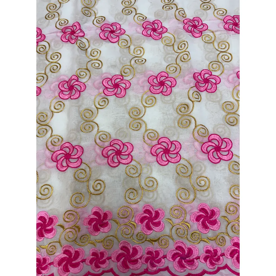 Swiss Voile Lace Fabric - Soft Cotton with Tiny Stone Accents, Shimmering Touch, Formal White/Pink/Gold 5yd Piece for Special Events, Dressmaking & Fashion Accessories, Home Décor