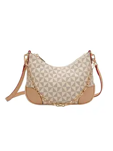 Women's Fashionable Plaid Pattern Crossbody Bag, Casual Versatile Shoulder Bag with Chain Strap, Trendy All-match Commuter Bag, Fashionable Patterned Bag for Daily Used