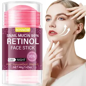 BOSNOW Snail Mucin Face Stick 40g with Retinol Hyaluronic Acid and Vitamin E Day and Night Use Deep Moisturizing Firms Skin Reduces Fine Lines Boosts Elasticity Portable Face Balm Lightweight Non-Greasy Glides Smoothly for All SkinTypes On-The-GoHydration