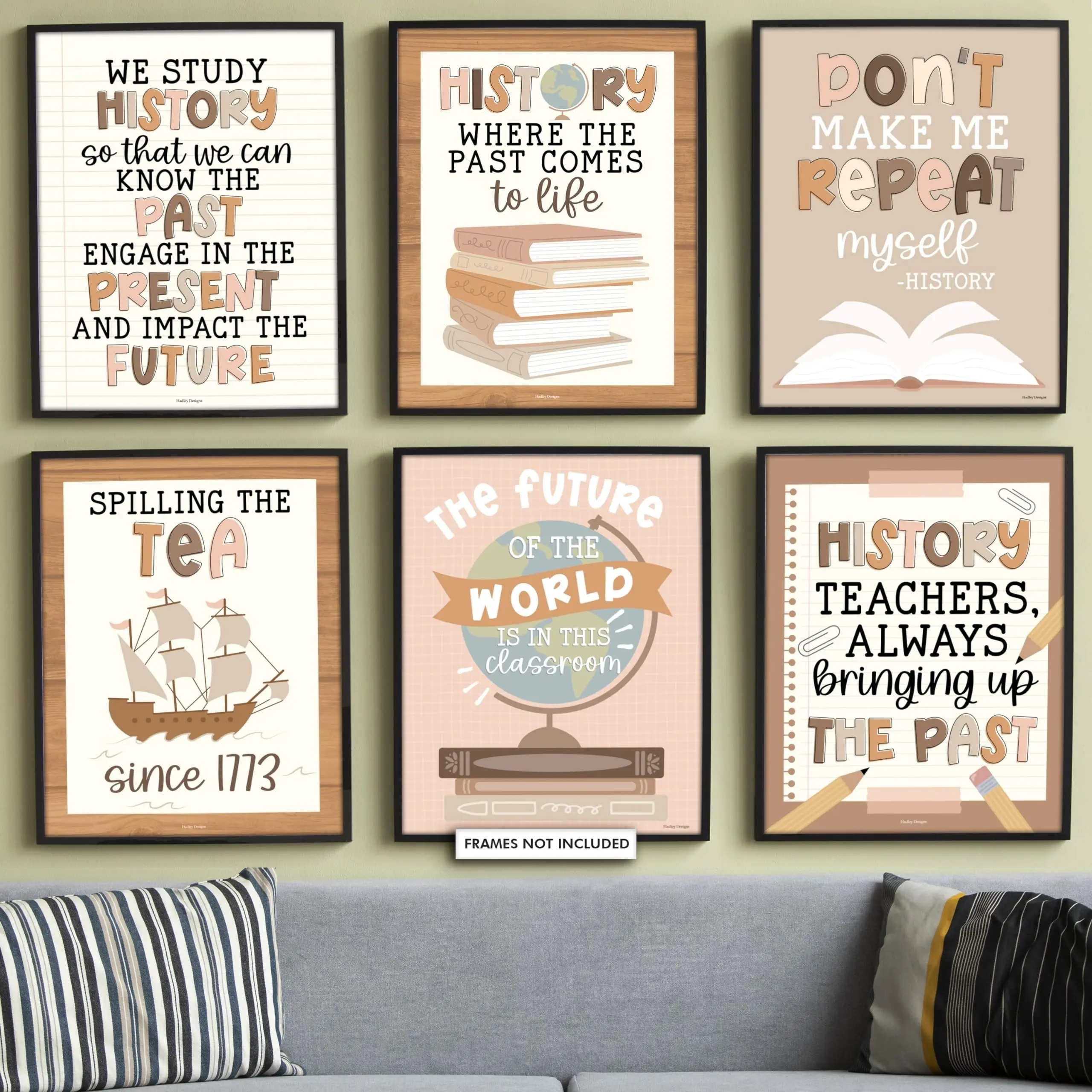 History Motivational Posters | Set of 6 | Educational Posters Colorful Decor Wall Decoration Room Unframed Art Print Unframed Painting