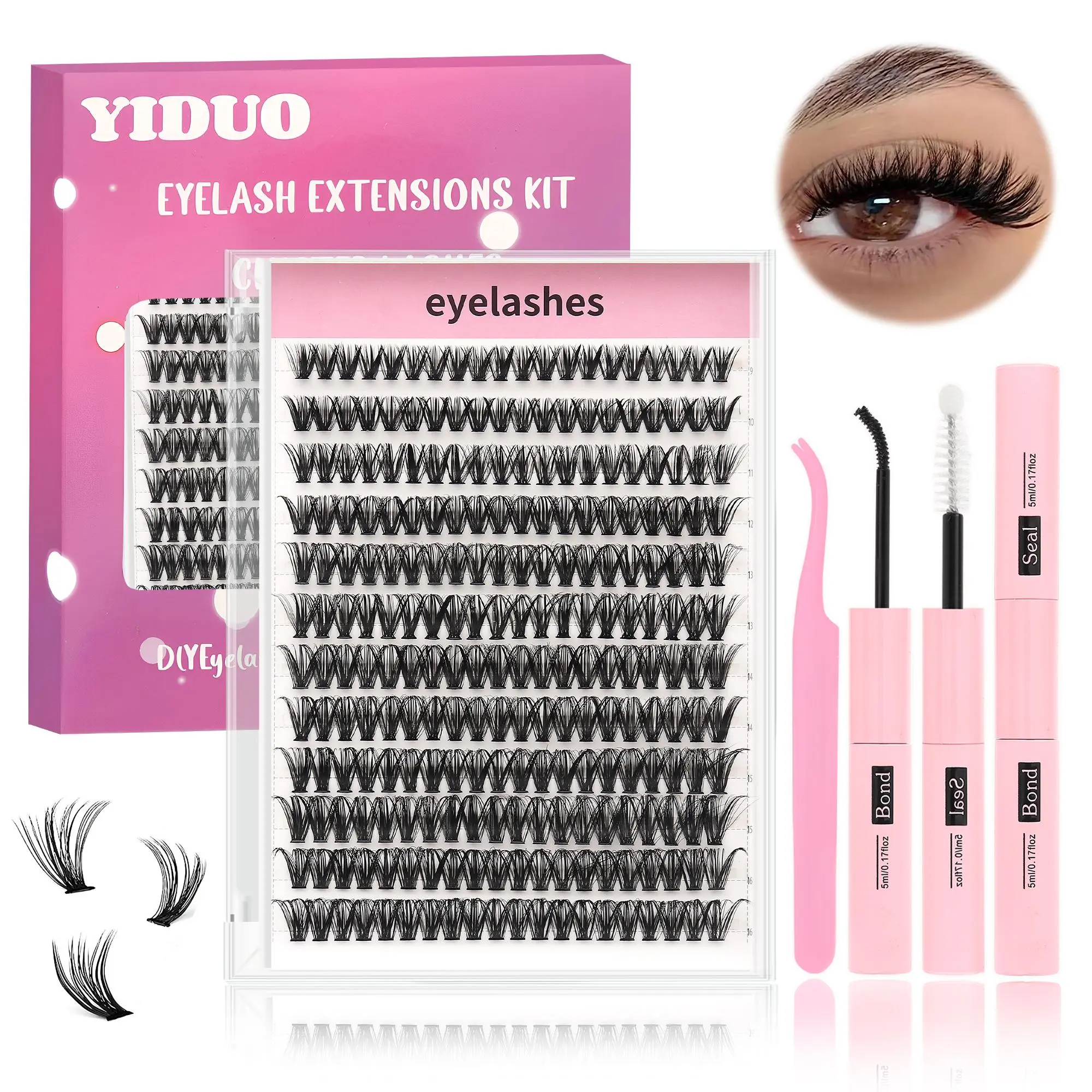 DIY False Eyelashes, 1/2/3 Sets Lightweight Individual False Eyelashes & Eyelash Grafting Tool & Applicator Tool, Professional Eye Makeup Tool, Summer Makeup Gift