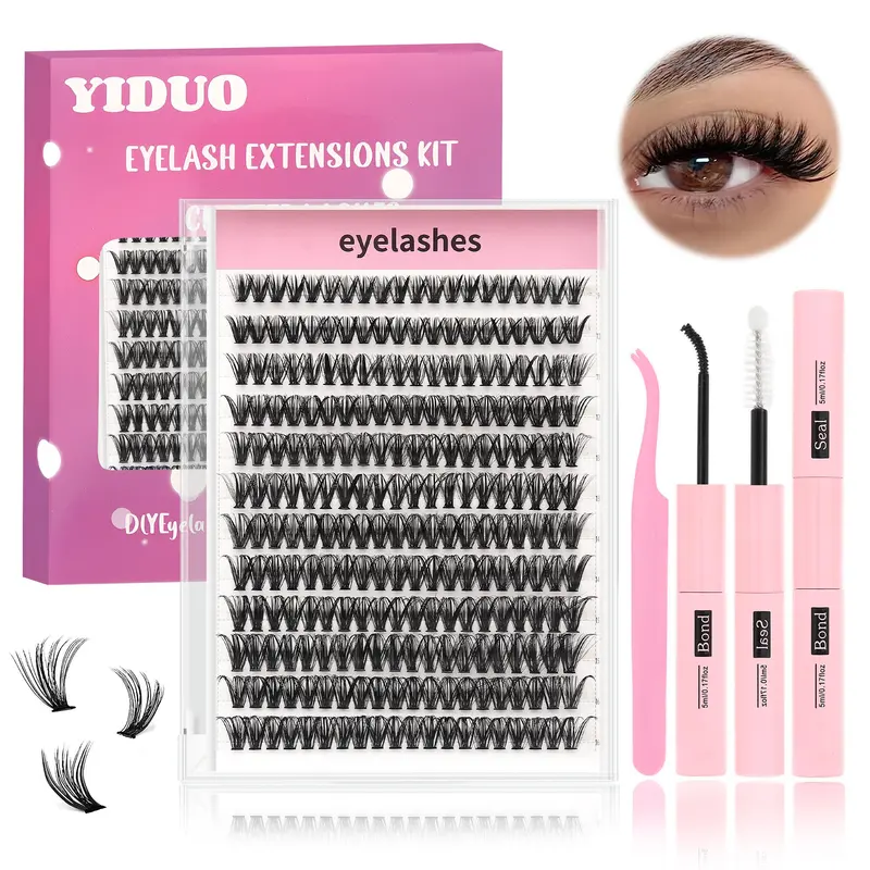 DIY False Eyelashes, 1/2/3 Sets Lightweight Individual False Eyelashes & Eyelash Grafting Tool & Applicator Tool, Professional Eye Makeup Tool, Summer Makeup Gift, DIY Dramatic Lashes