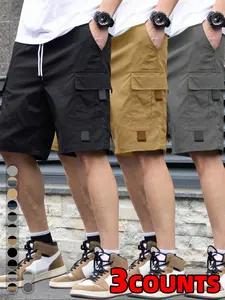 Men's Solid Flap Pocket Cargo Shorts, Casual Regular Fit Multi-pocket Utility Shorts for Summer, Fashion Men's Bottoms for Daily Wear, Casual Sports Shorts