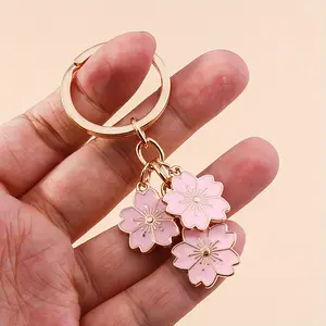 1/20pcs Cherry Blossom Keychain, Floral Pattern Keychain, Elegant Fashion Sakura Flower Keyring, Ladies' Handbag Charm, Sweet Floral Accessory, Multiple Colors, Vibrant, For Everyday Wear