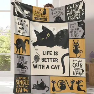 Cat Lovers Flannel Blanket,Whimsical Paw Print Pattern,Super Soft Warm Lightweight Cozy,Perfect for Living Room Bedroom Sofa,Gift for Cat Owners Housewarming Present,Office Travel Birthday Valentine's Day Celebration tiktokshopspringglowup