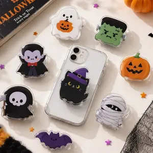 Halloween Ghost Shaker Accessory Phone Grip, Kawaii Spooky Phone Holder, Acrylic Ghost Game Inspired Grip, Aesthetic Phone Stand Holder