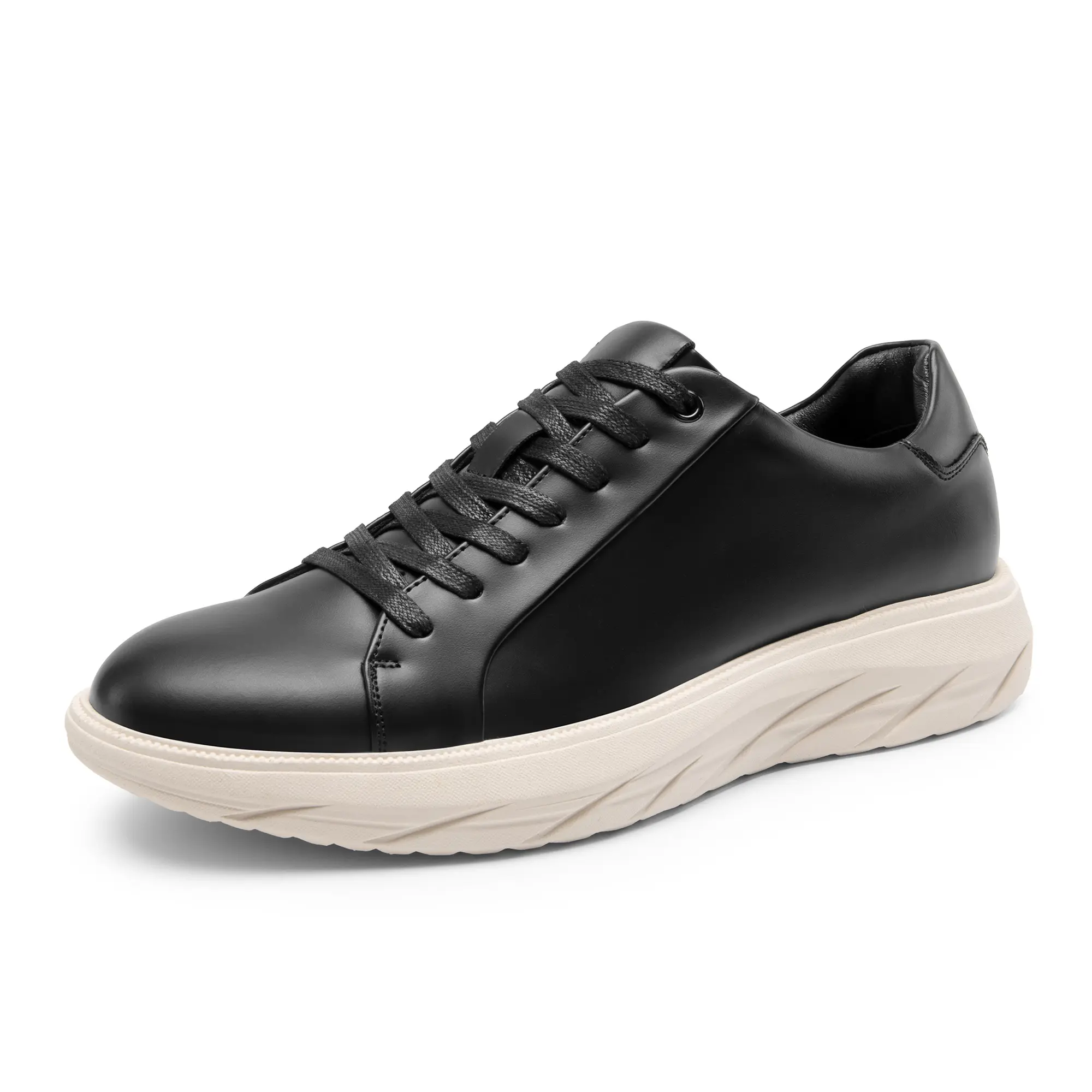 BRUNO MARC Men's Solid Vegan Leather Fashion Sneakers, Low Top Casual Footwear with Arch Support, a Lightweight Thick Sole, and Slip-Resistant Tread, Synthetic, Molded Eva