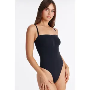 Nova Sculpt Seamless Strong Compression Strapless Thong Bodysuit - Black