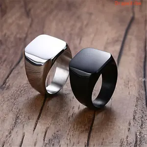 Unisex Polished Square Signet Rings - Minimalist Stainless Steel Chunky Band Jewelry for Daily, Outdoor Sports & Outdoor Activities