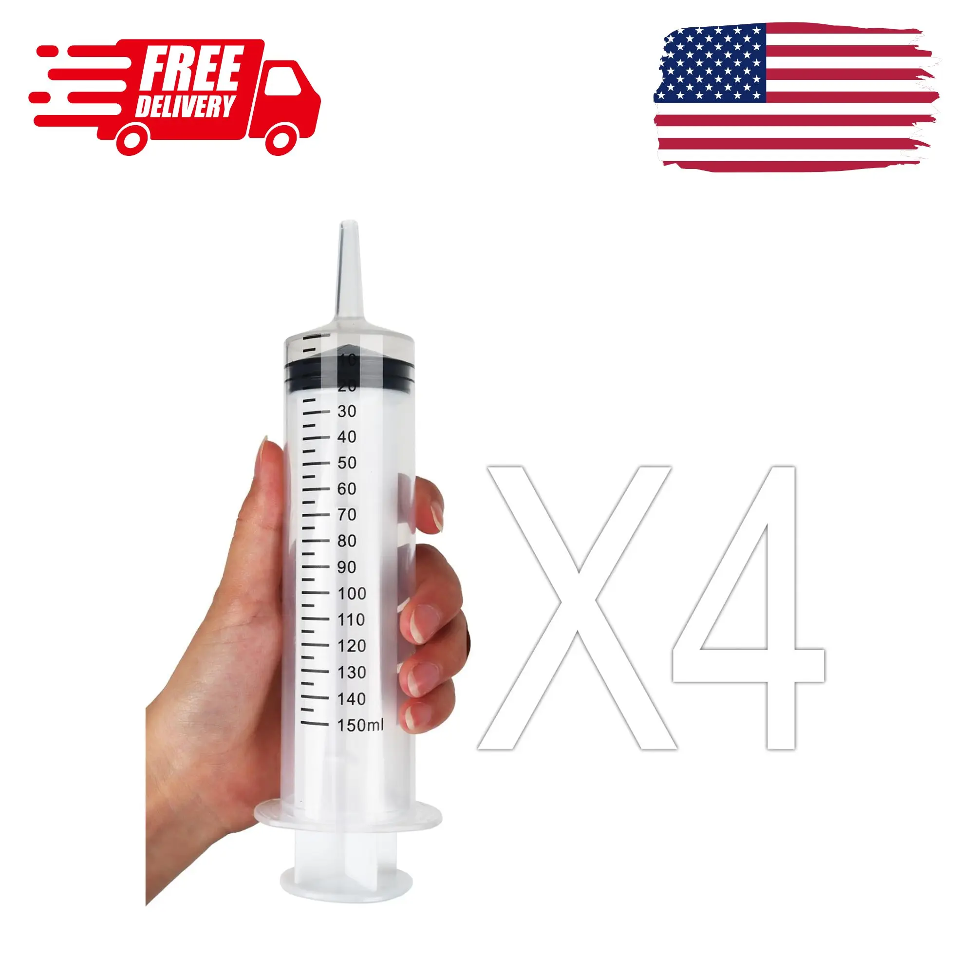 4Pack 150ml Large Syringe for Liquid - Big Plastic Syringes