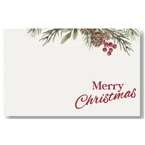 Merry Christmas Greenery, Pinecones and Berries Enclosure Cards / Gift Tags - 3-1/2in. x 2-1/4in. - 50 Pack (063113) - Holiday Gift Tags, Holiday Place Cards