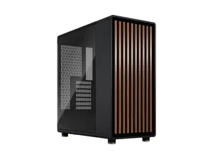 Fractal Design North ATX mATX Mid Tower PC Case - North Charcoal Black with Walnut Front and Dark Tinted TG Side Panel