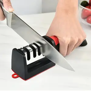 4-Stage Professional Kitchen Knife Sharpener - Tungsten & Diamond Ceramic Sharpening Stone for Chefs Modern Stainless