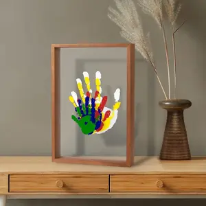 Personalized Handprint Collage Wooden Frame, DIY Family & Pet Hand Foot Print Keepsake, , Unique Family Photo Gifts for Couples Friends Creative Wall Art Love Theme Home Decor Paintings#SummerVibes