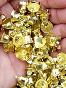50/100pcs Mini Golden Bells for Christmas Decorations, Wreaths, Holiday Decorations, Doll Decoration, DIY Christmas Tree, Key Chain Decoration, Home Ornaments