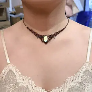Labradorite Necklace Macrame Handcrafted Unique Gift Boho Ethnic Minimalist Jewelry Stone of Magic Made to Order