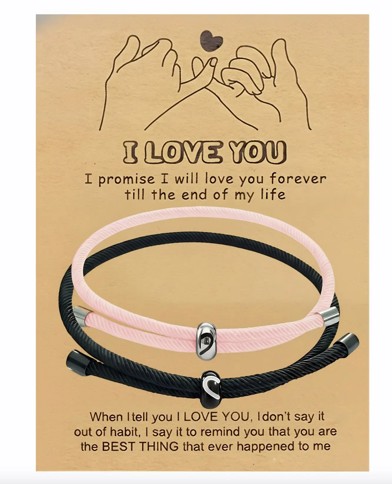 2pcs couple bracelets simple and fashionable heart-shaped bracelet suitable for both men and women perfect for daily wear with a gift card included Pink Forever Couples Bracelets for Him & Her Matching Couples Bracelet summervibes backtoschool
