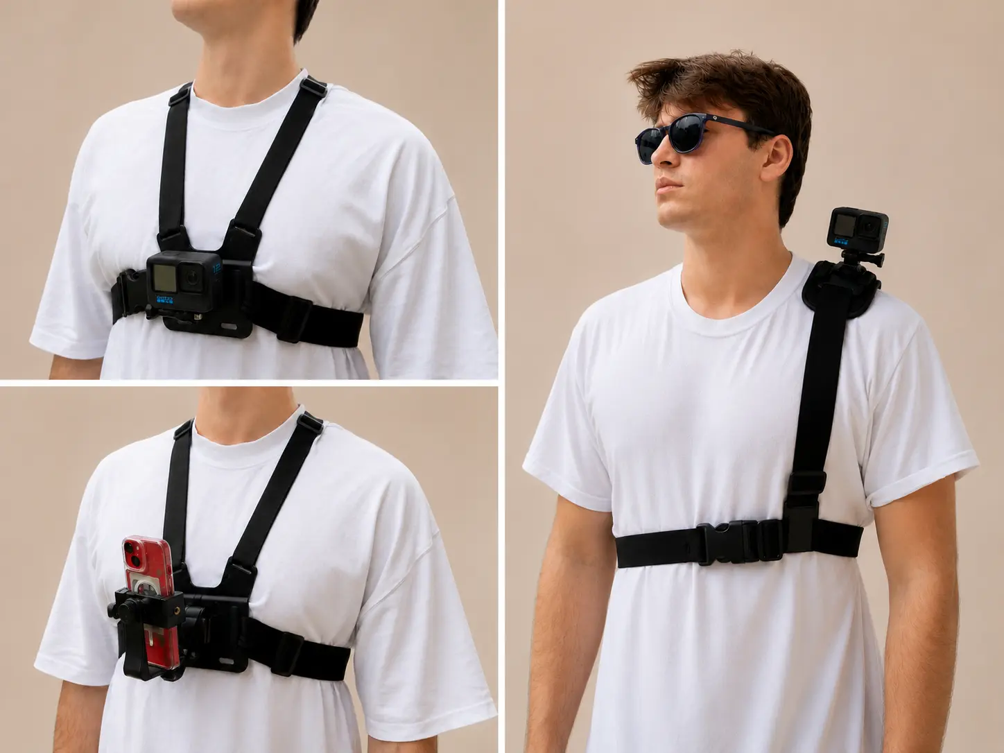HiddenSupply Chest & Shoulder POV Mount Bundle - Adjustable Hands-Free Rig Device for iPhone, Android, Camera Recording Accessories
